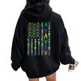 American Flag Mardi Gras Crawfish Carnival Women Oversized Hoodie Back Print Black