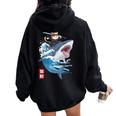 Anime Cat Shark Japanese Cat Kawaii For Kid Women Oversized Hoodie Back Print Black