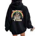 Autism Raccoon Oversized Hoodie for Women | Fun Back Print Black