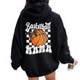Basketball Mama Coquette Bow Game Day Sports Lover Mom Women Oversized Hoodie Back Print Black
