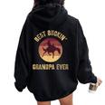 Best Buckin' Grandpa Ever Western Rodeo Cowboy Bucking Horse Women Oversized Hoodie Back Print Black