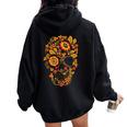 Calavera Khokhloma Women Oversized Hoodie Back Print Black