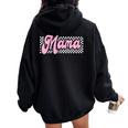 Checkered Mama Pink Checker Print Women Oversized Hoodie Back Print Black