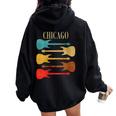 Chicago Concert Rock Music Festival Guitarras Illinois Band Il Cuello Women Oversized Hoodie Back Print Black