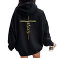 Christian Faith Cross Script Jesus Holy Symbol For Men Women Women Oversized Hoodie Back Print Black