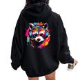 Colorful Raccoon Hoodie | Retro Oversized Women's Style - Back Print Black