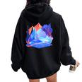 Conception De Paysage De Randonnée Montagne Arc-En-Ciel Sweat à capuche oversize pour femme avec imprimé dans le dos Black