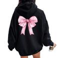 Coquette Pink Bow For Girls Cute Pink Coquette Bow Women Oversized Hoodie Back Print Black