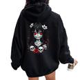 Creepy Kawaii Goth Girl Horror Anime Aesthetic Women Oversized Hoodie Back Print Black