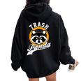 Cute Cartoon Trash Panda Raccoon Back Print Women's Hoodie Black