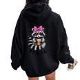 Cute Feral Raccoon Women's Oversized Hoodie - Colorful Back Print Black