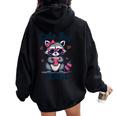 Cute Raccoon Oversized Hoodie for Women - Funny Summer Back Print Black