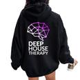 Deep House Therapy House Musique House Tech House Dj Edm Sweat à capuche oversize pour femme avec imprimé dans le dos Black