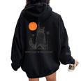 Everyday Is Trash Day Retro 90s Sunset Raccoon Trash Panda Women Oversized Hoodie Back Print Black