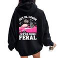 Feral Animal Meme Women's Oversized Hoodie - Fun & Unique Back Print Black