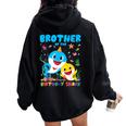 Brother Of The Birthday Family Shark Birthday Boy Girl Women Oversized Hoodie Back Print Black