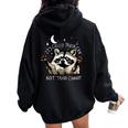 Funny Racoon Oversized Hoodie for Women - Back Print Humor Black