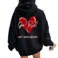 Go Red For Heart Disease Awareness Month Leopard Women Oversized Hoodie Back Print Black