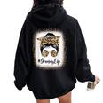 Grammy Life Bleached Leopard Messy Bun Mother's Day Women Oversized Hoodie Back Print Black