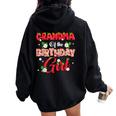 Grandma Of The Birthday Girl Strawberry Berry Sweet One Two Women Oversized Hoodie Back Print Black