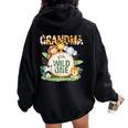 Grandma Of The Wild One 1St Birthday Safari Family Matching Women Oversized Hoodie Back Print Black