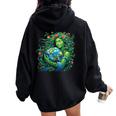 Green Mother Nature Earth Day Earth Mother Planet Nature Women Oversized Hoodie Back Print Black