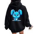 Grumpy Bunny Lindo Conejito Gruñón Women Oversized Hoodie Back Print Black