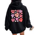 Heart Valentines Day Love Special Education Students Teacher Women Oversized Hoodie Back Print Black