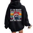 If I'm Moody Give Me Foody Sarcastic Raccoon Vintage Women Oversized Hoodie Back Print Black