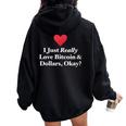 J'aimeraiment Les Bitcoins Et Les Dollars D'accord Trading Amusant Sweat à capuche oversize pour femme avec imprimé dans le dos Black