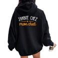 J'habite Chez Mon Chat Cadeau Homme Humour Drôle Sweat à capuche oversize pour femme avec imprimé dans le dos Black