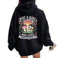 Just A Girl Who Loves Mushrooms Retro Nature N Cute Women Oversized Hoodie Back Print Black