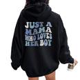 Just A Mama Who Loves Her Boy Mother's Day Women Oversized Hoodie Back Print Black
