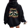 Live Fast Eat Trash Retro Trash Panda Raccoon Women Oversized Hoodie Back Print Black