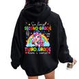 Look Out Third Grade Here I Come Unicorn Last Day Of School Women Oversized Hoodie Back Print Black