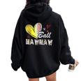 Mawmaw Of Both Baseball Softball Mother's Day For Family Women Oversized Hoodie Back Print Black