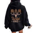 Mom Of The Wild One Cowboy Western Rodeo Party Matching Women Oversized Hoodie Back Print Black
