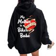 My Mother Is A Biker Babe Motorcycle Mom Moto Grandma Women Oversized Hoodie Back Print Black