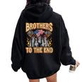 Motorcycle Military Veteran Biker Brotherhood Women Oversized Hoodie Back Print Black