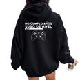 No Cumplo Años Subo De Nivel Divertido Gamer Cumpleaños Cuello Women Oversized Hoodie Back Print Black