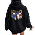 Patriotic Raccoon Oversized Hoodie – July 4th Style for Women Black