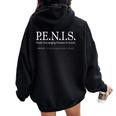 PENIS People Encouraging Niceness In Society Sarcastic Women Oversized Hoodie Back Print Black