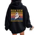 Pew Pew Madafakas Raccoon Lover Vintage Retro Women Oversized Hoodie Back Print Black