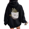 Raccoon Back Print Women's Oversized Hoodie - Fun Animal Lover Theme Black
