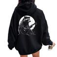 Raccoon Guitarist Moon Hoodie - Cozy Oversized Women's Wear Black