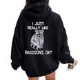 Raccoon Love Oversized Hoodie for Women - Back Print | Cozy & Stylish Black