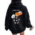 Raccoon Lover Oversized Hoodie – Happy Pills Back Print for Women Black