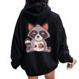 Raccoon Lovers Oversized Hoodie - Cozy Back Print for Adults Black