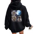 Raccoon Moon Women’s Oversized Hoodie | Whimsical Back Print Black