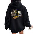 Raccoon & Opossum Pizza Street Cats Hoodie | Unisex Oversized Back Print Black